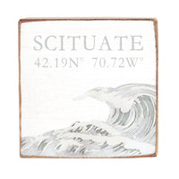 Two Line Wave Personalized Square Block Sign
