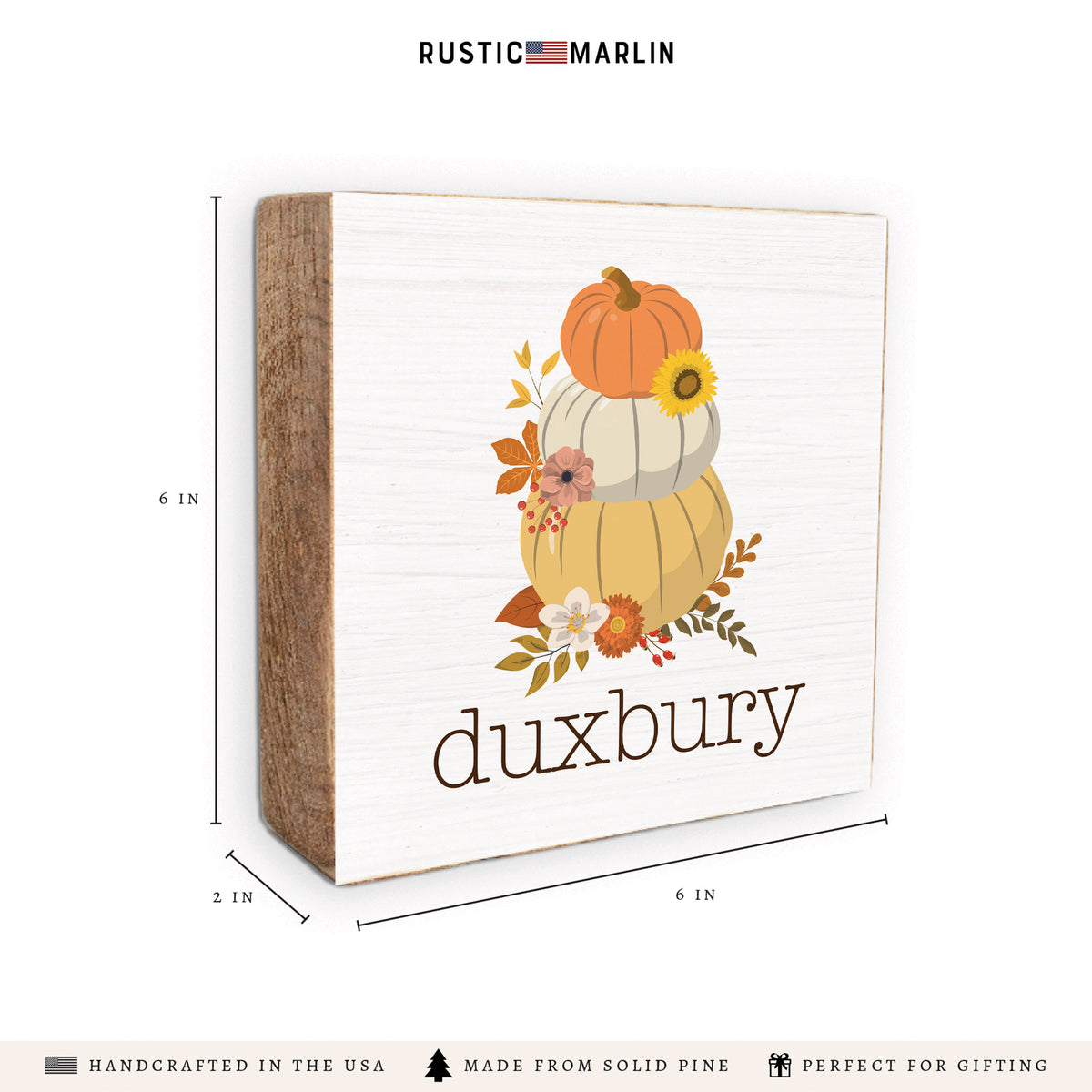 Harvest Pumpkins Personalized Block Sign