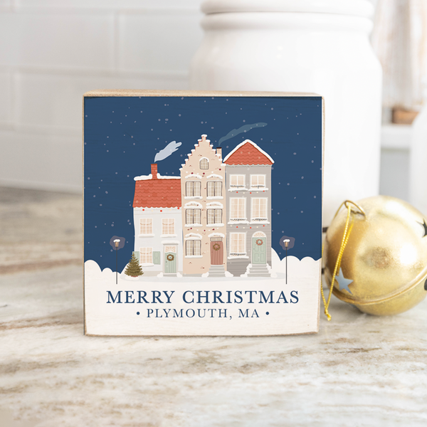 Christmas Village Personalized Block Sign