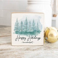 Happy Holidays Personalized Wood Block