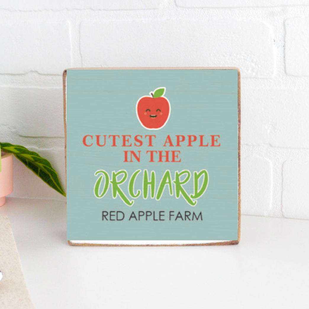 Personalized Cutest Apple Decorative Wooden Block