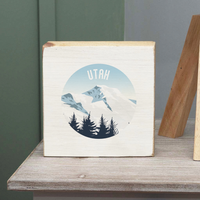 Scenic Mountain Top Personalized Square Block Sign