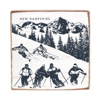 Retro Ski Run Personalized Square Block Sign