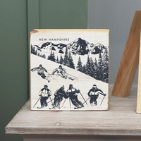 Retro Ski Run Personalized Square Block Sign