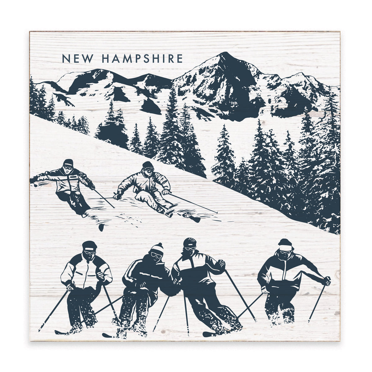Retro Ski Run Personalized Block Sign