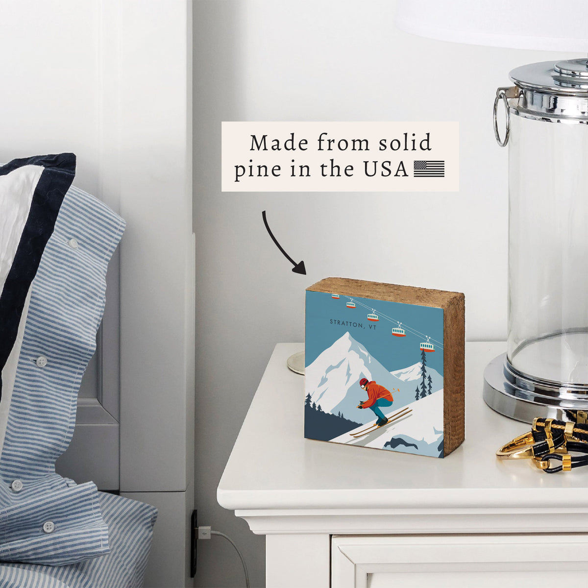 Bluebird Ski Day Personalized Block Sign