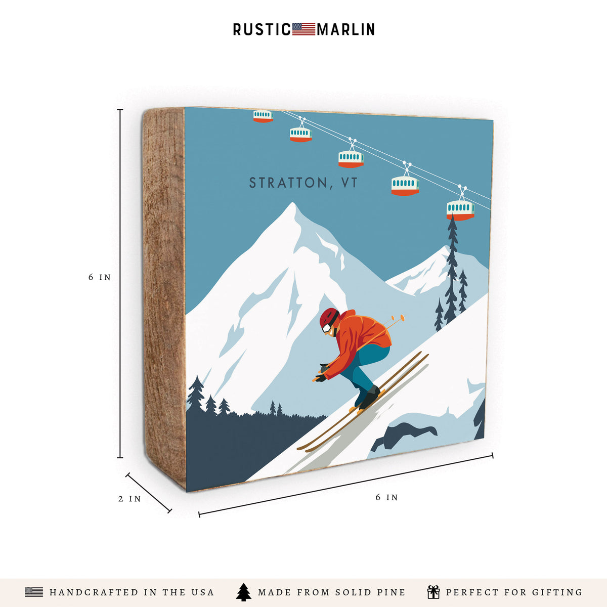 Bluebird Ski Day Personalized Block Sign