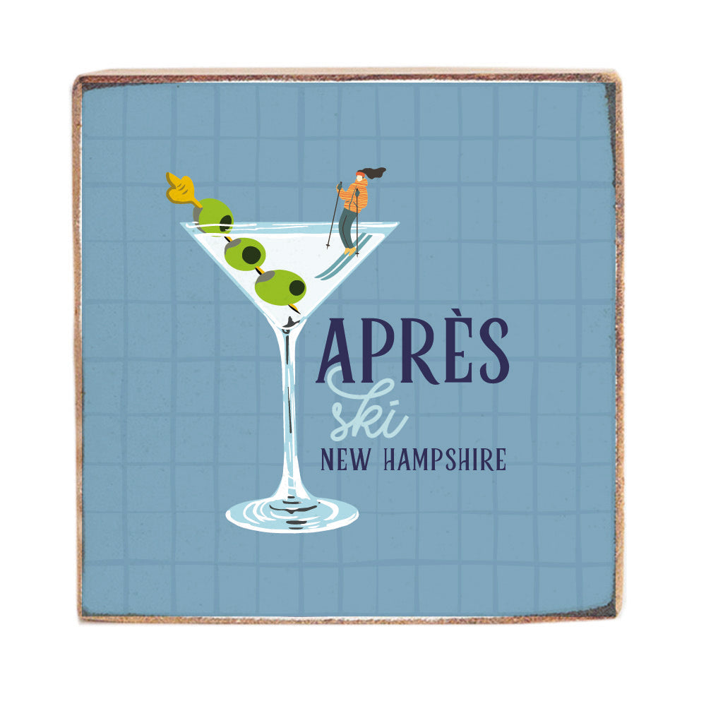 Apres Ski Martini Personalized Wood Block