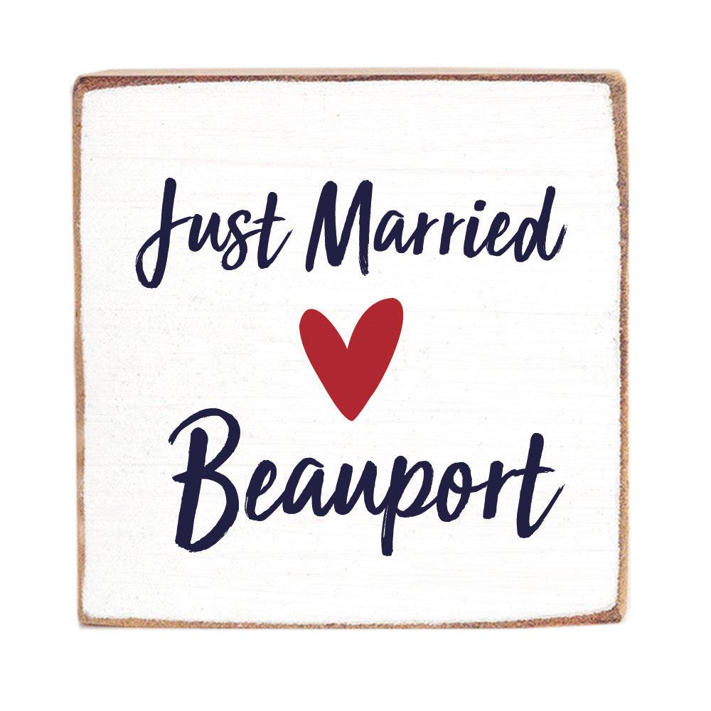 Just Married Personalized Wood Block