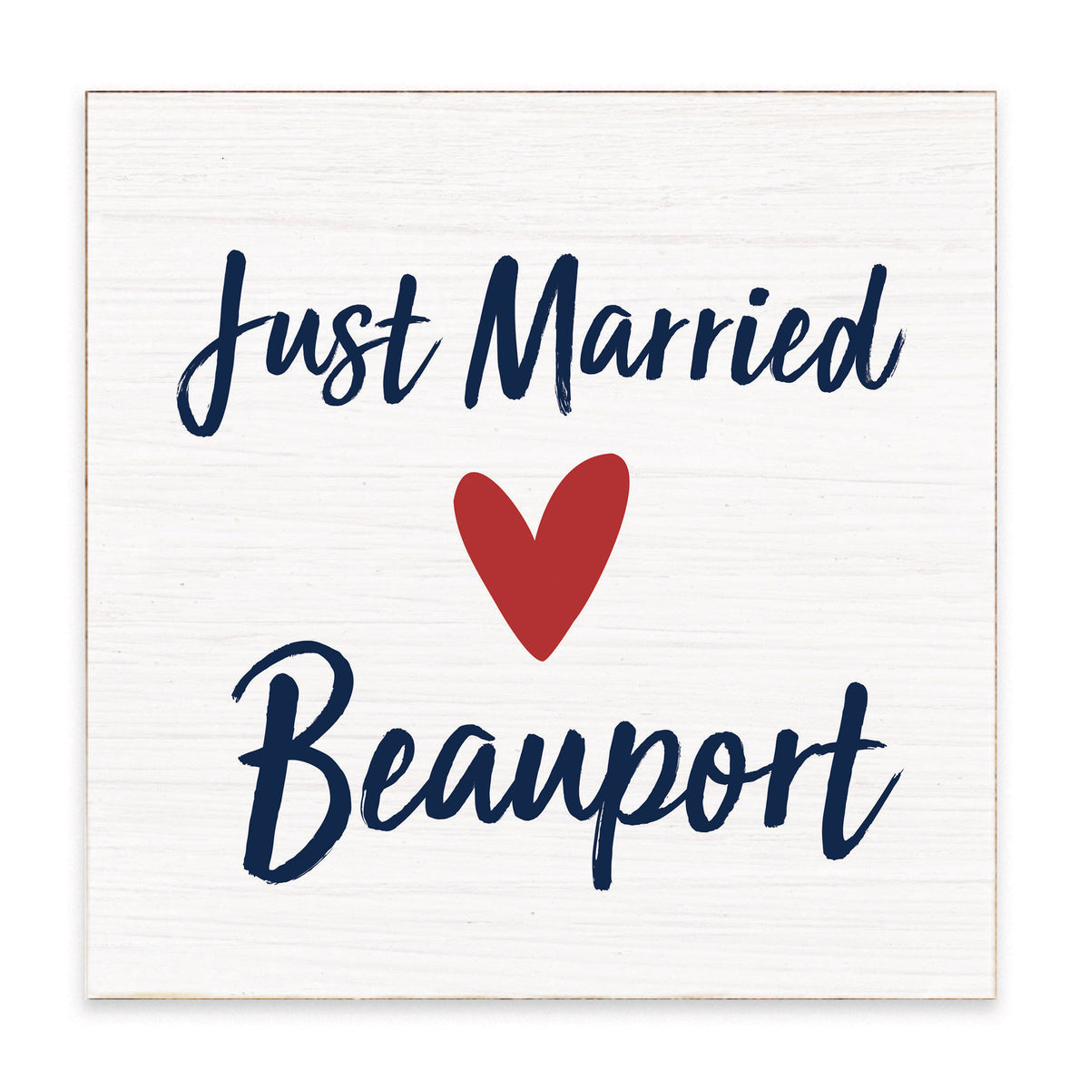 Just Married Red Heart Personalized Block Sign