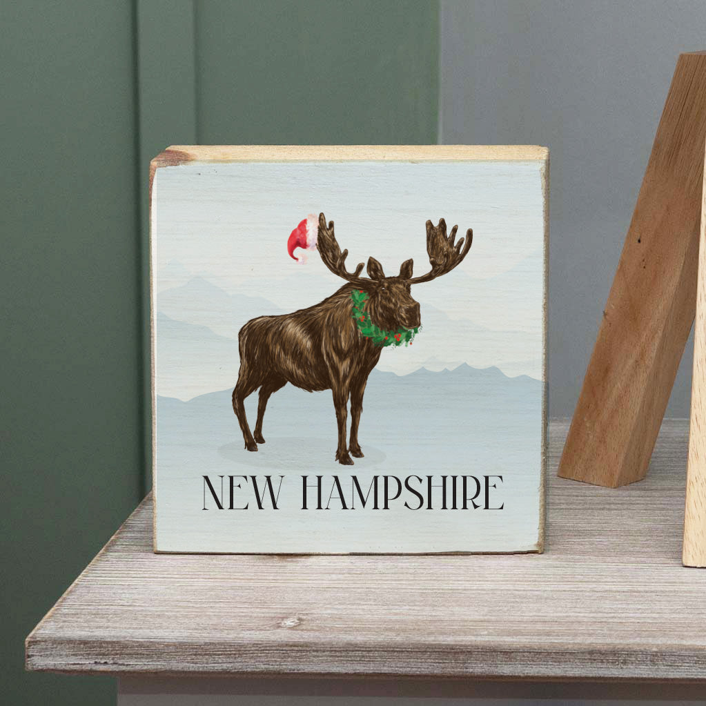 Santa Moose Personalized Block Sign