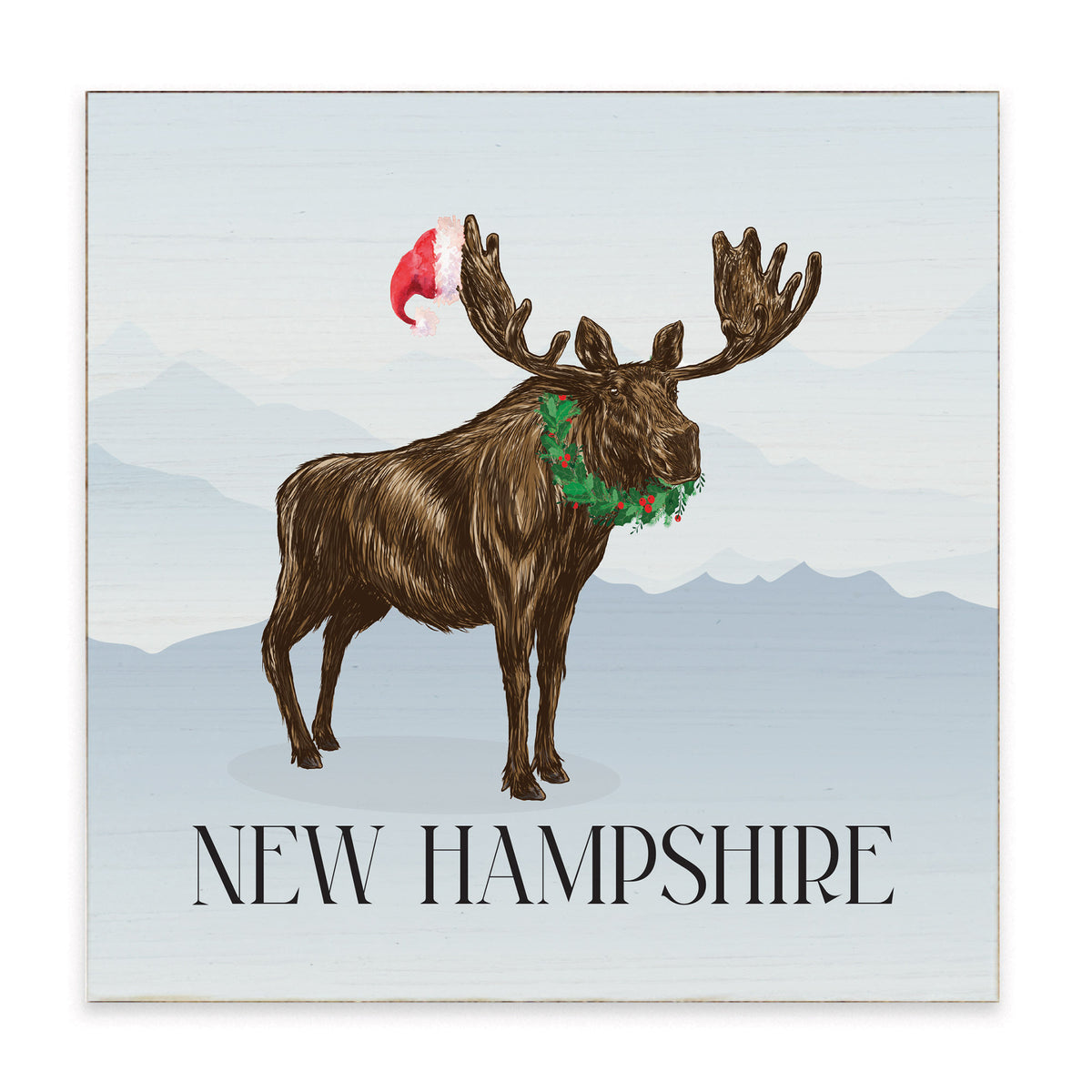 Santa Moose Personalized Block Sign
