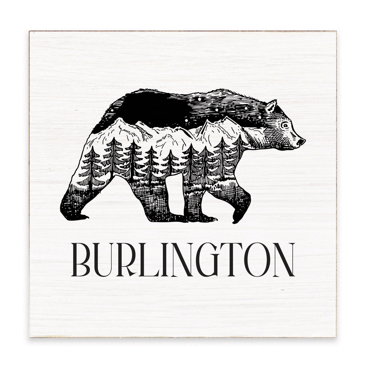 Mountains Bear Personalized Block Sign