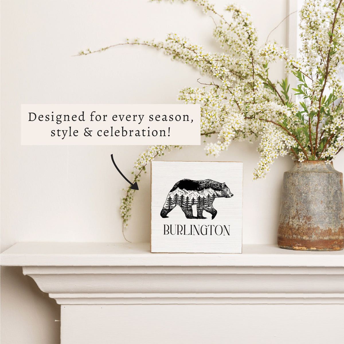Mountains Bear Personalized Block Sign