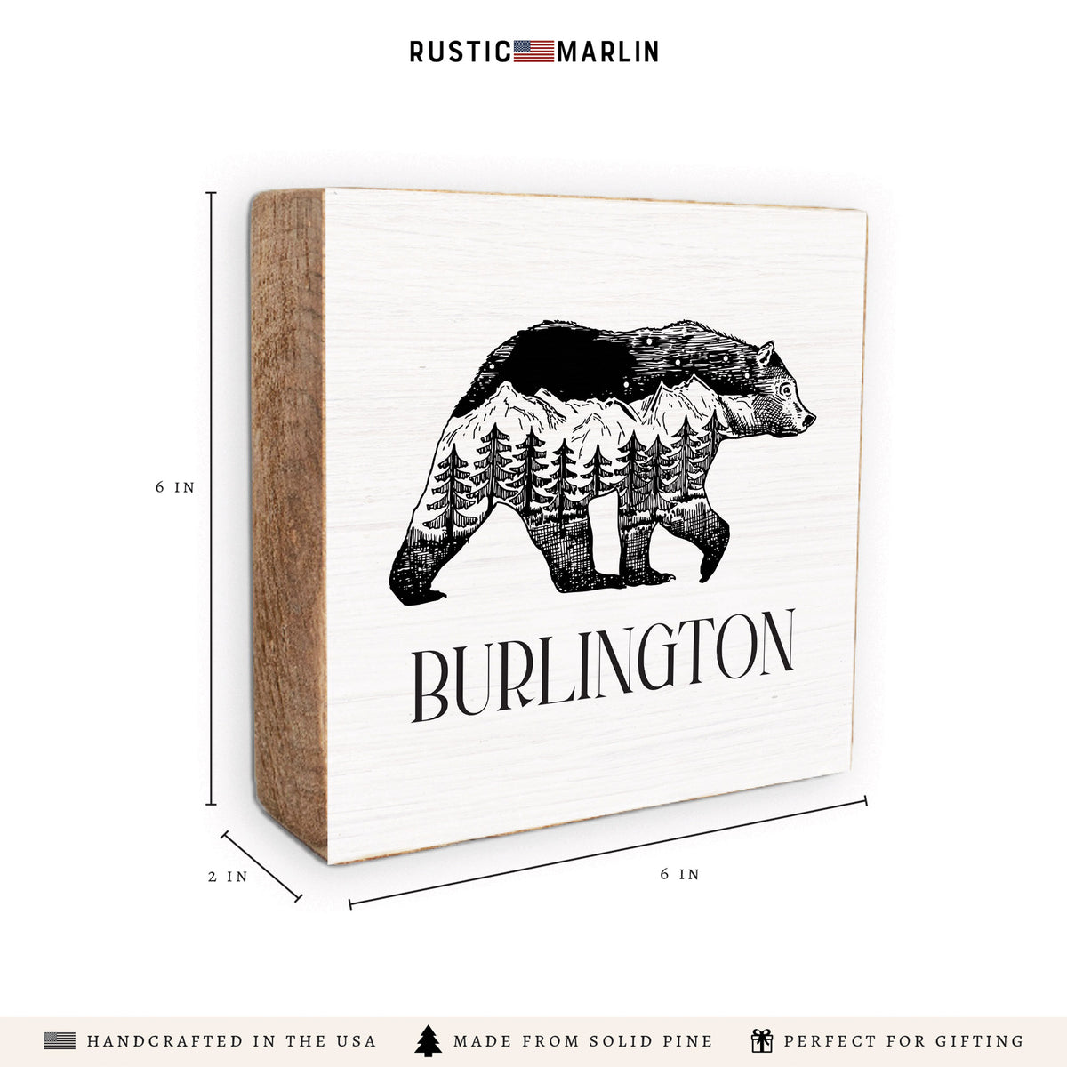 Mountains Bear Personalized Block Sign