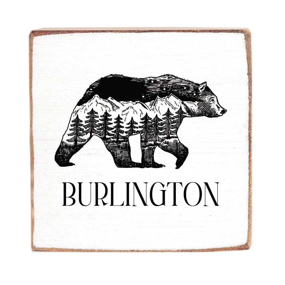 Mountains Bear Personalized Block Sign
