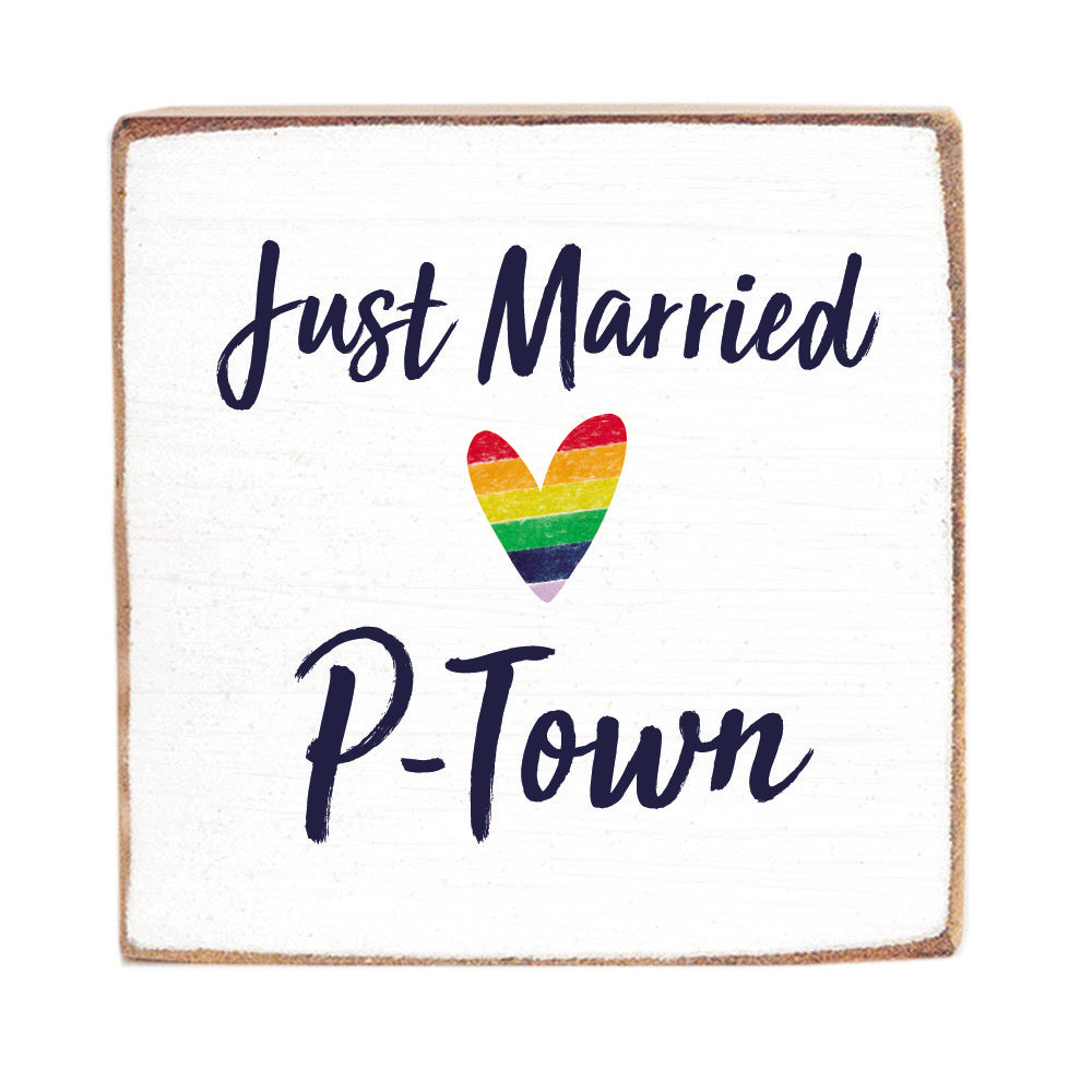 Just Married Personalized Wood Block