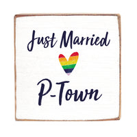 Just Married Personalized Wood Block
