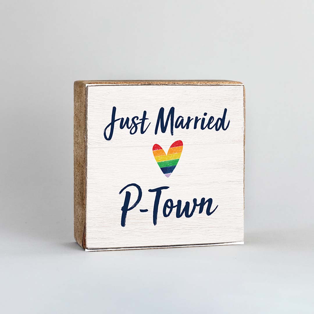 Just Married Personalized Wood Block