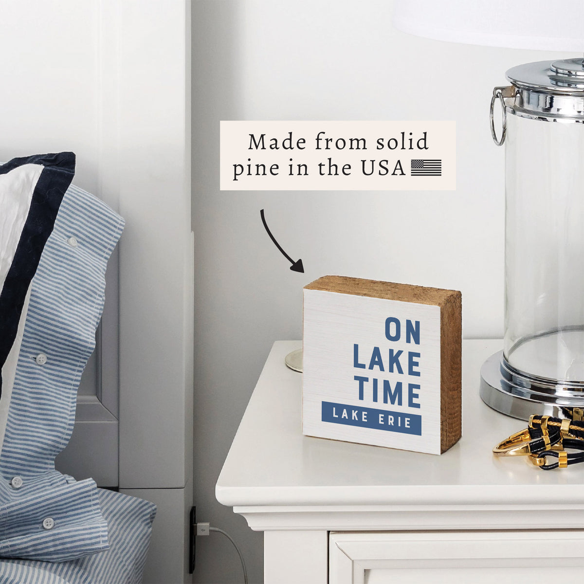 On Lake Time Personalized Block Sign