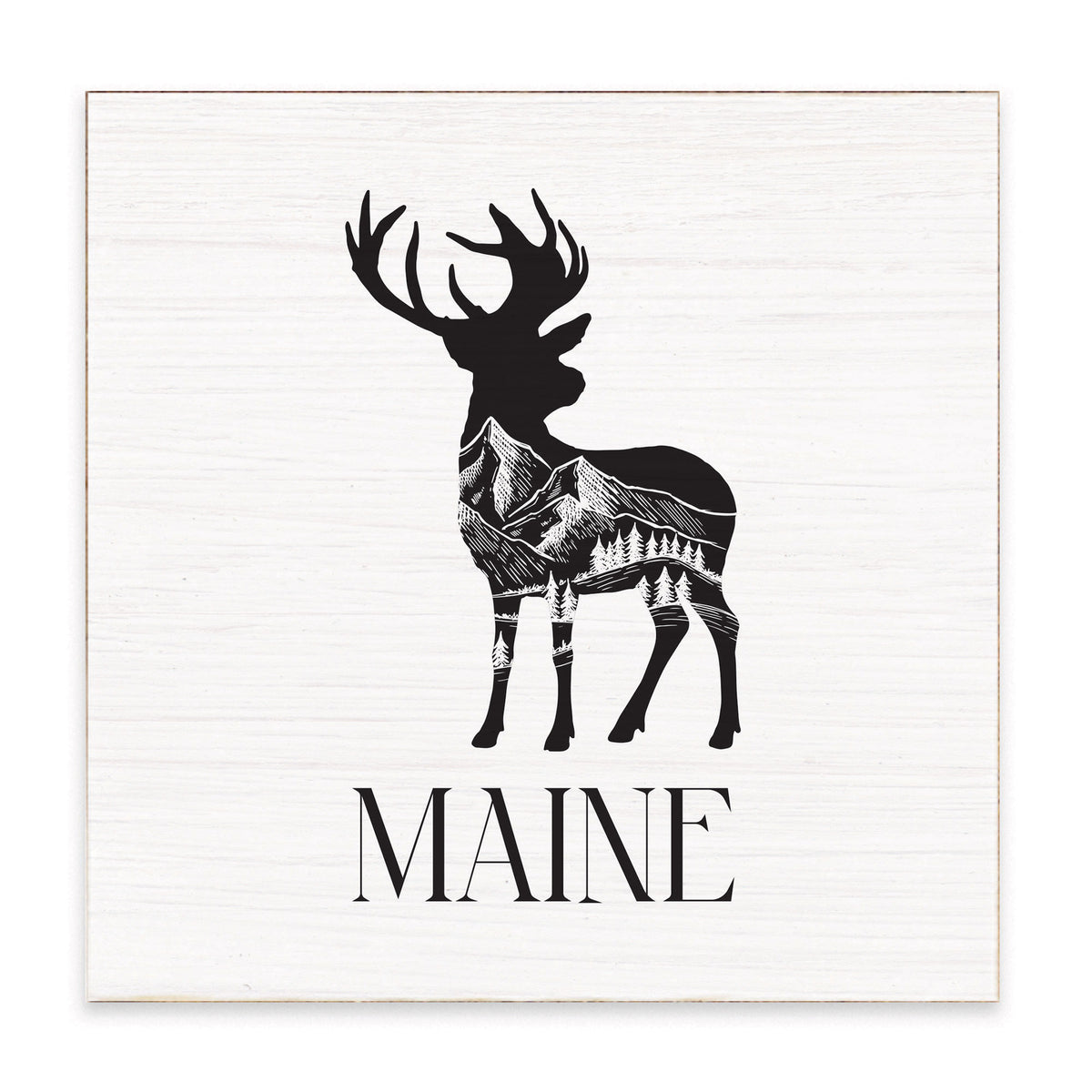 Mountains Deer Personalized Block Sign