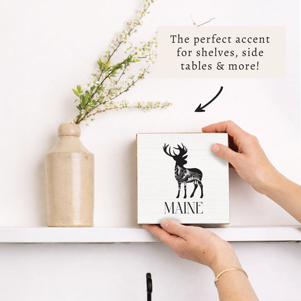 Mountains Deer Personalized Block Sign