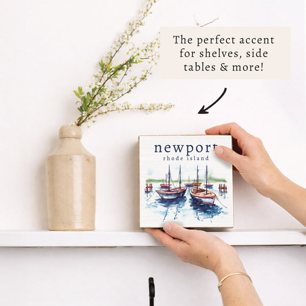 Harbor Sailboats Personalized Block Sign