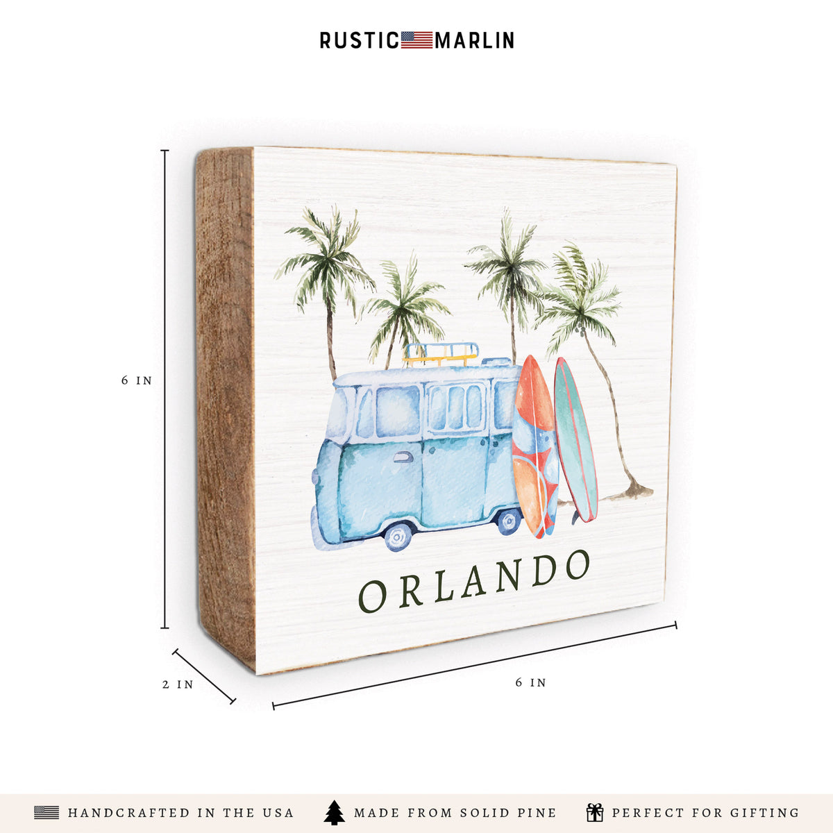 Retro Surf Van Personalized Block Sign