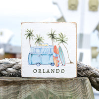 Retro Surf Van Personalized Wood Block