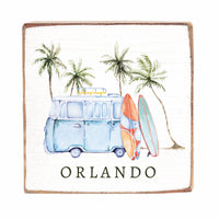 Retro Surf Van Personalized Wood Block