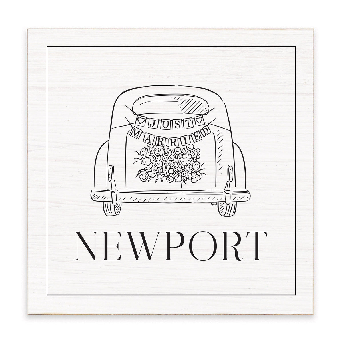 Vintage Wedding Car Personalized Block Sign
