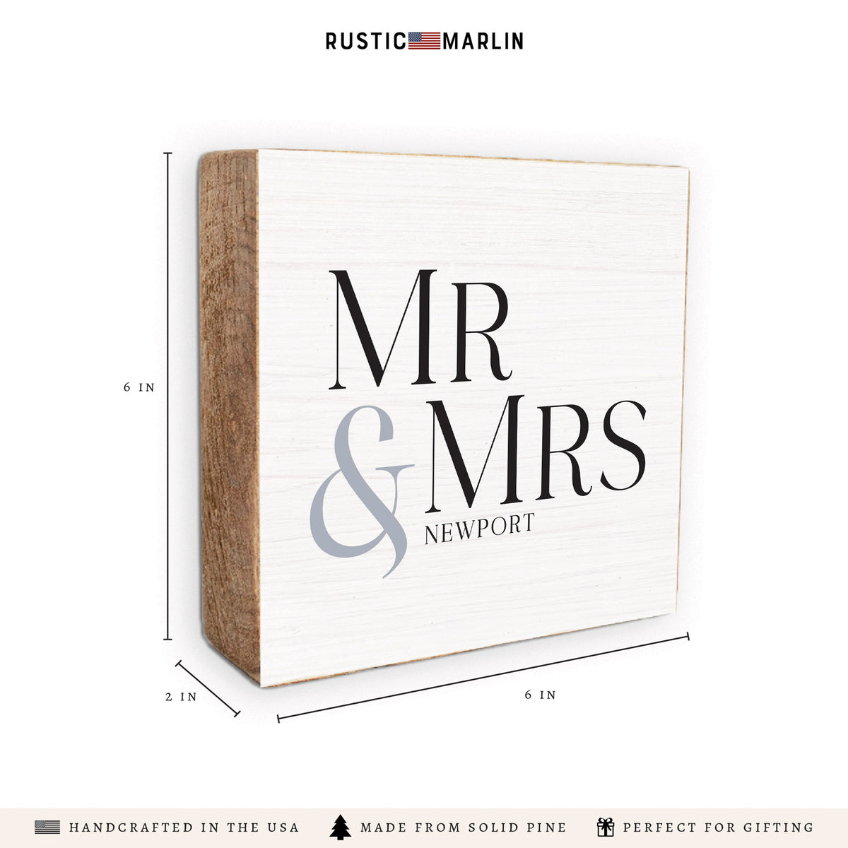Mr & Mrs White/Black Personalized Block Sign