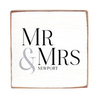 Mr & Mrs Wedding Location Personalized Wood Block