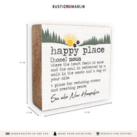 Happy Place Woods & Dog Personalized Block Sign
