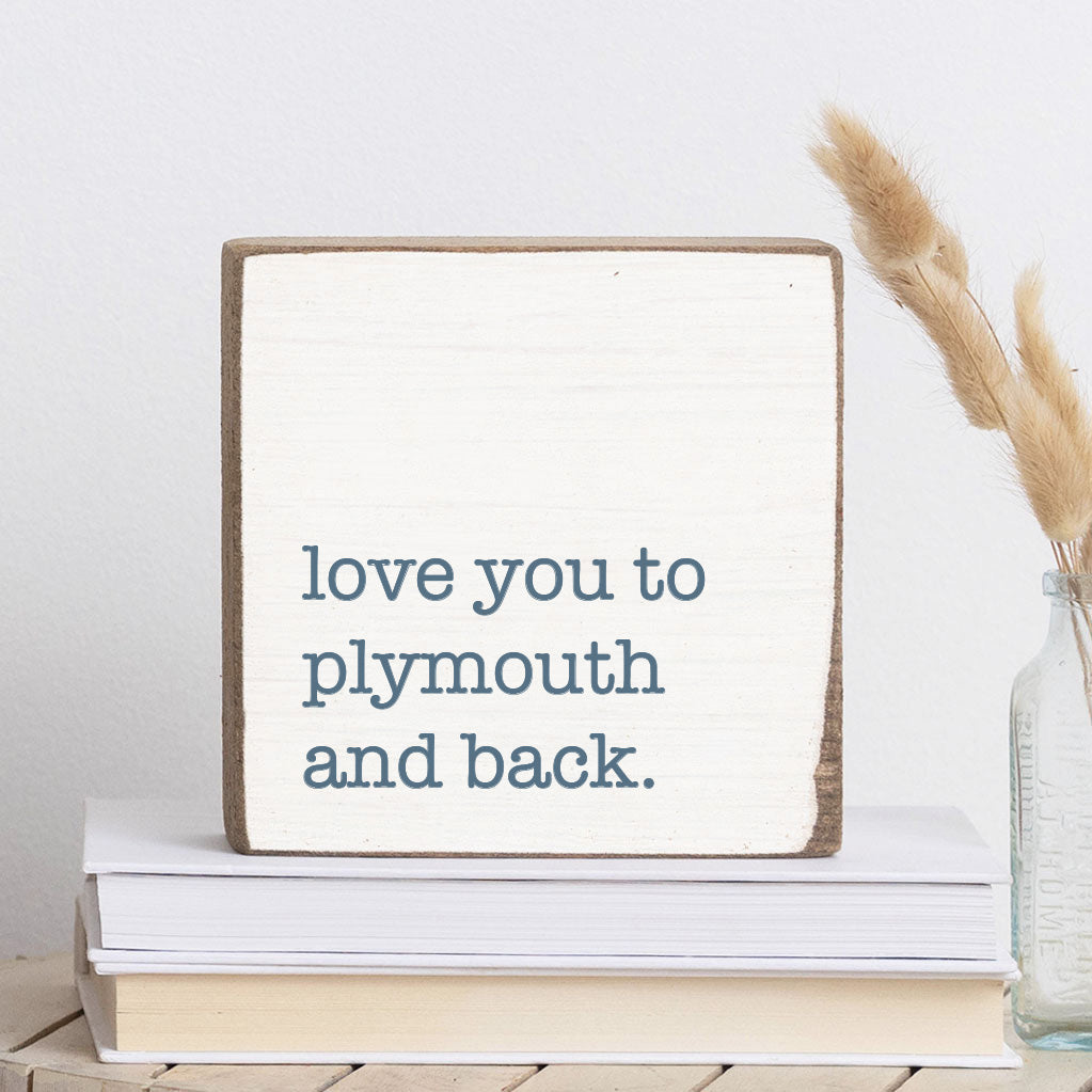 White and Blue Love you to Personalized Wood Block