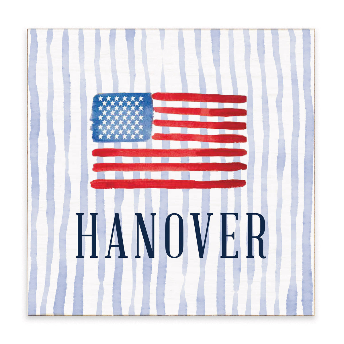 American Flag Watercolor Personalized Block Sign