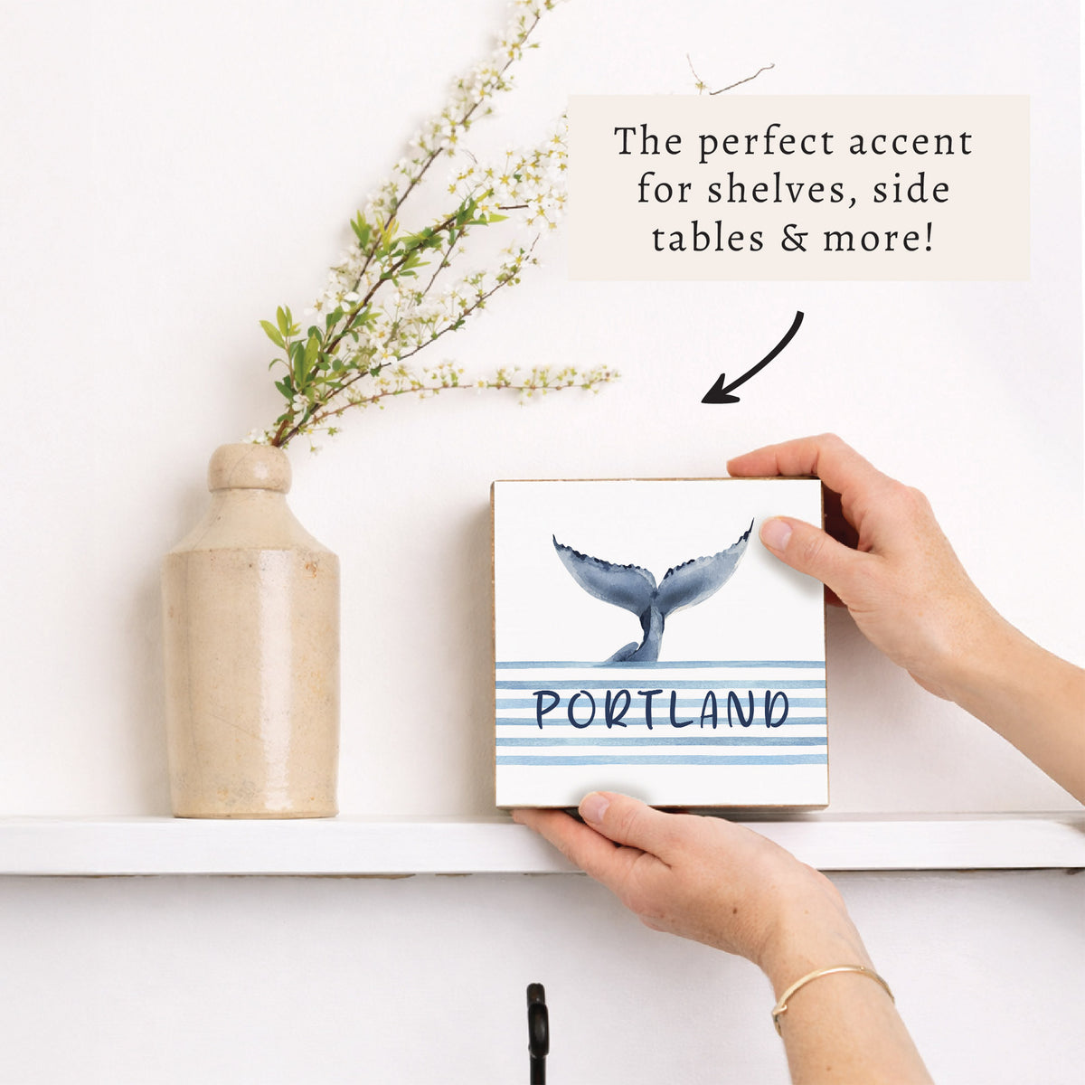 Whale Tail Personalized Block Sign