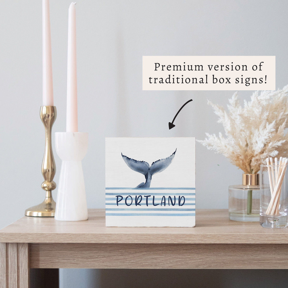 Whale Tail Personalized Block Sign