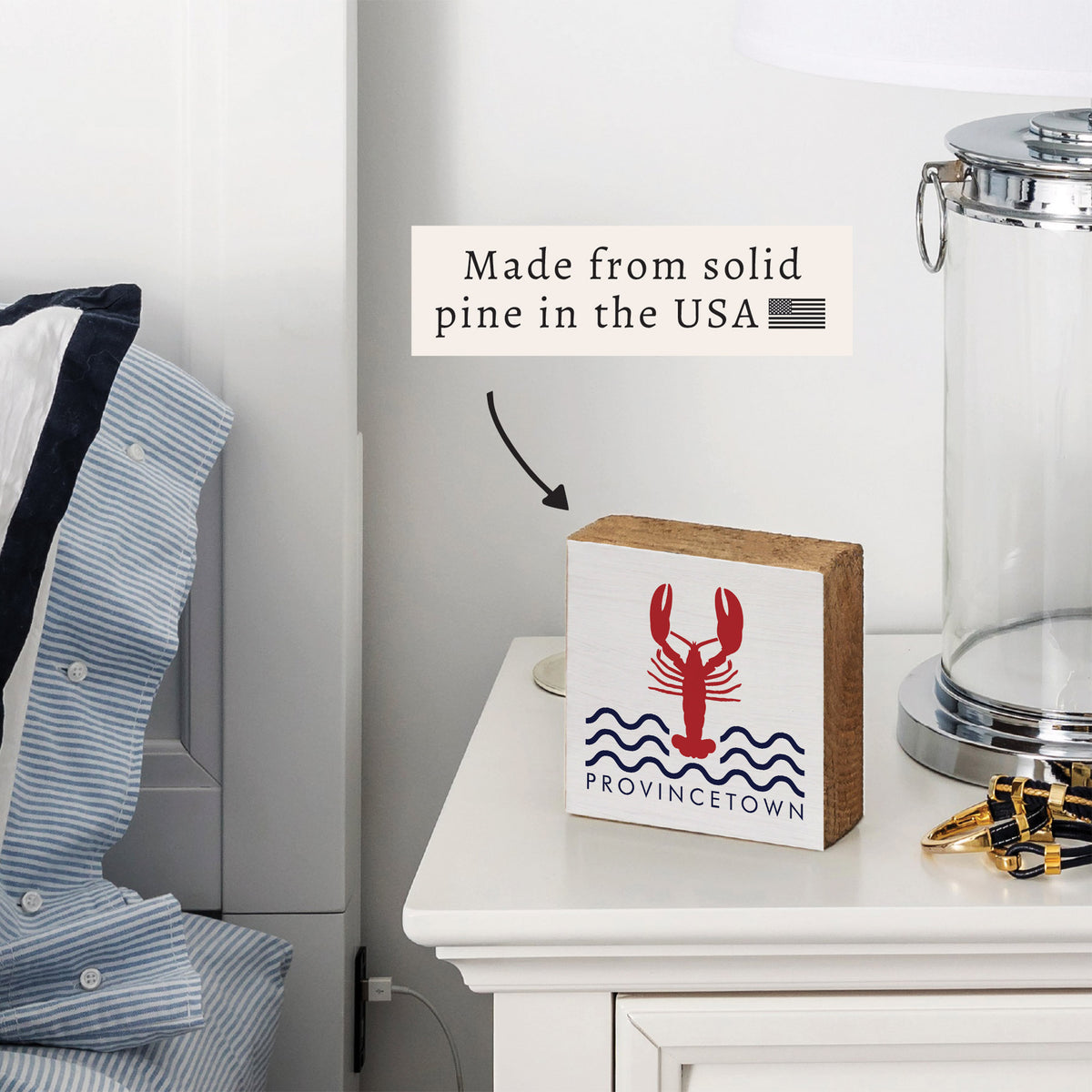 Lobster Waves Personalized Block Square