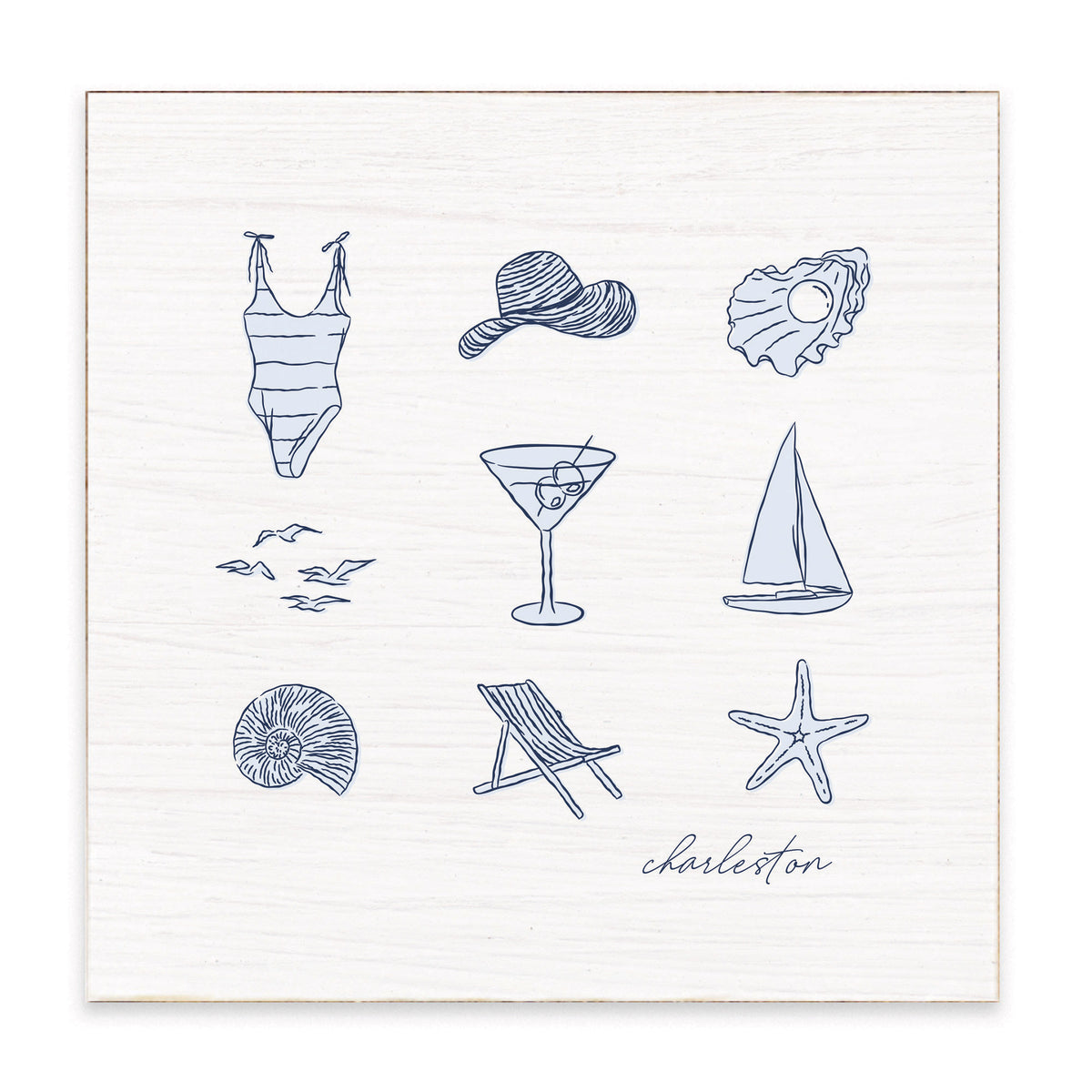 Coastal Icons Personalized Block Sign