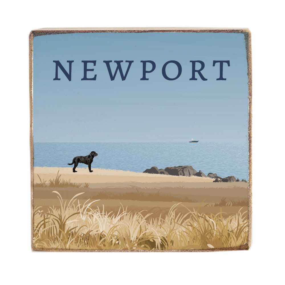 Dog Coastal Landscape Personalized Wood Block