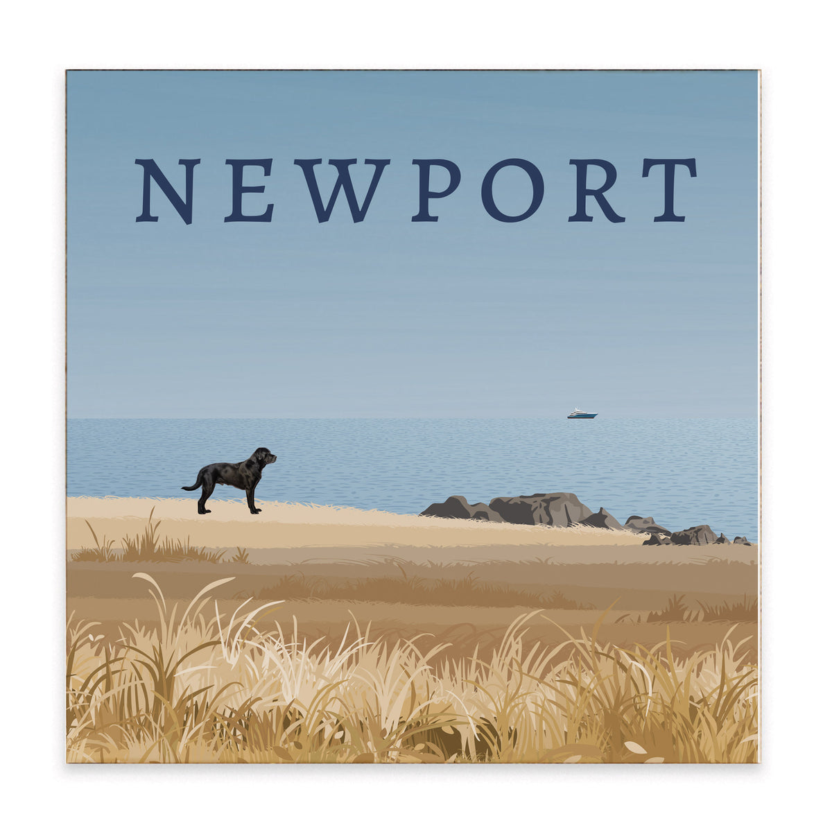 Dog Coastal Landscape Personalized Block Sign