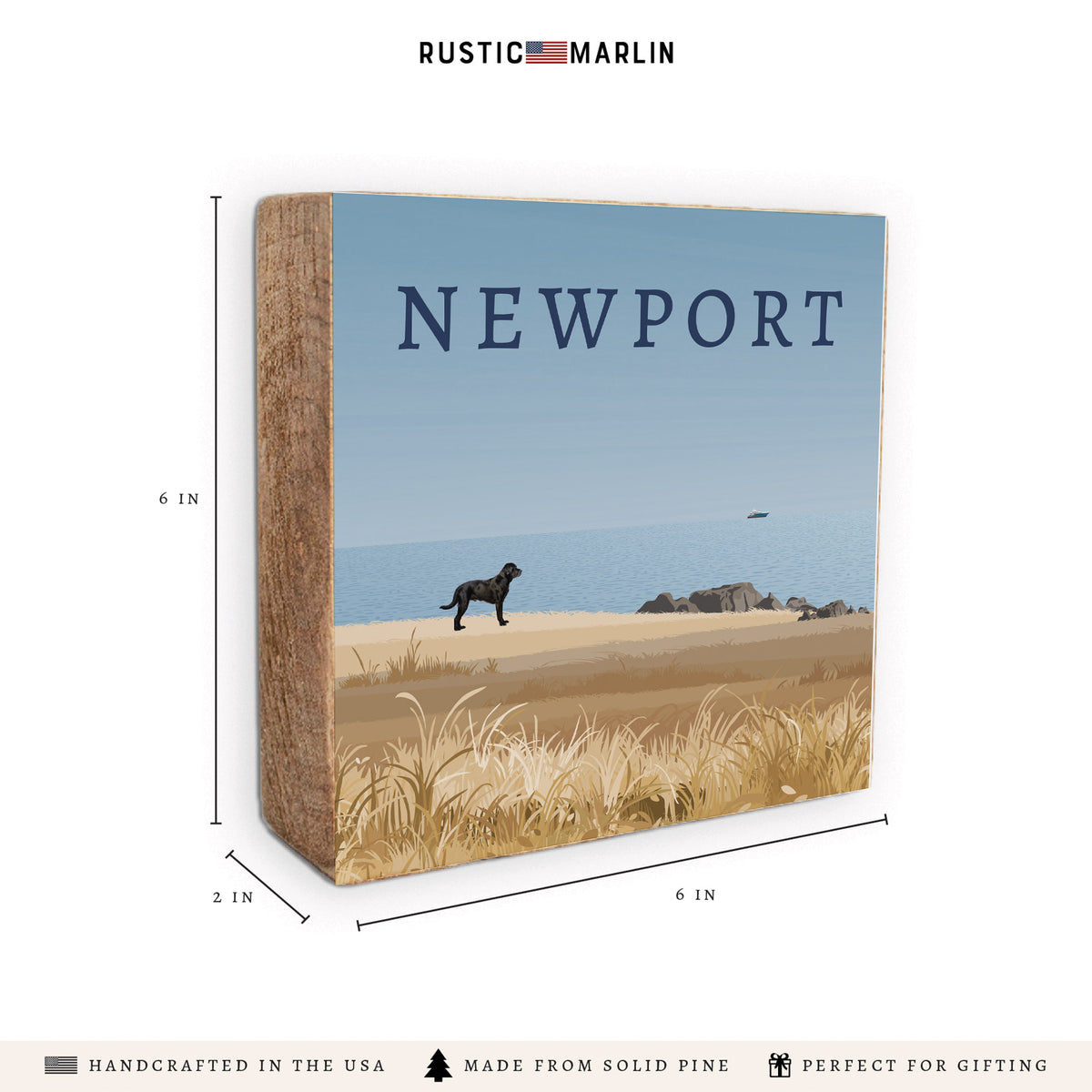 Dog Coastal Landscape Personalized Block Sign