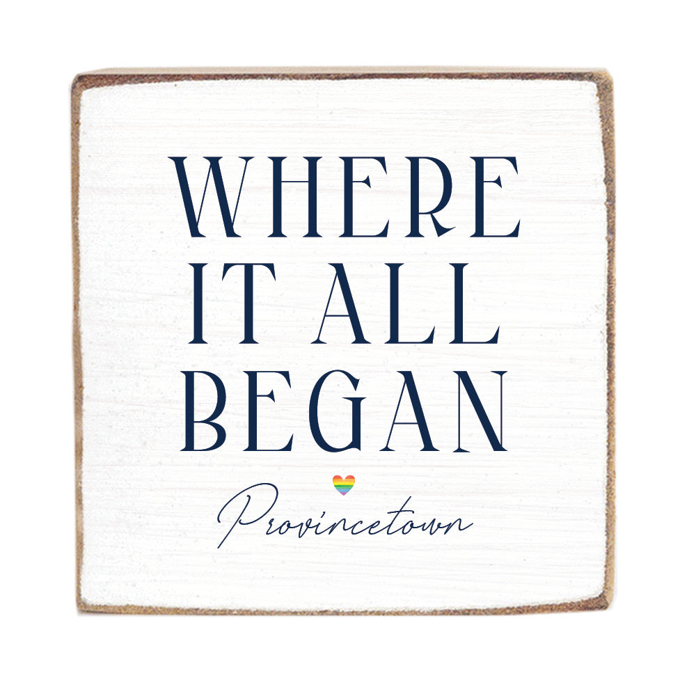Where It All Began Rainbow Heart Personalized Square Block