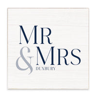 Mr & Mrs White/Navy Personalized Block Sign