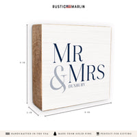 Mr & Mrs White/Navy Personalized Block Sign