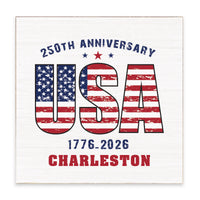 USA 250th Anniversary Personalized Block Sign
