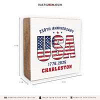 USA 250th Anniversary Personalized Block Sign