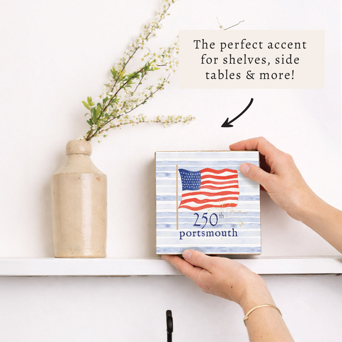 America 250 Flag Personalized Block Sign