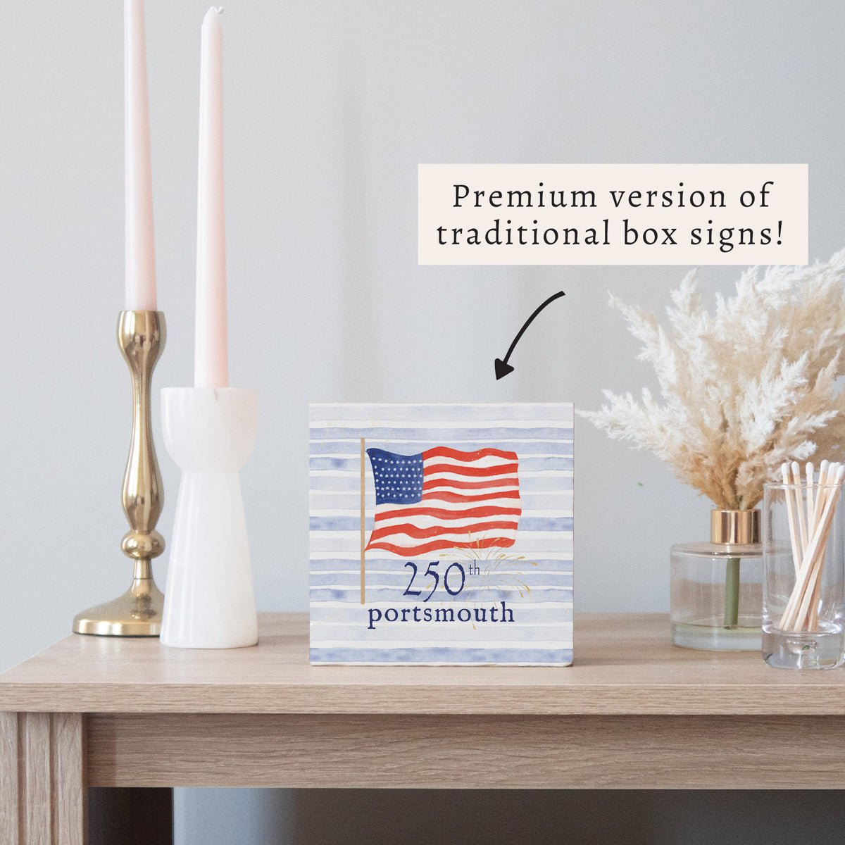 America 250 Flag Personalized Block Sign